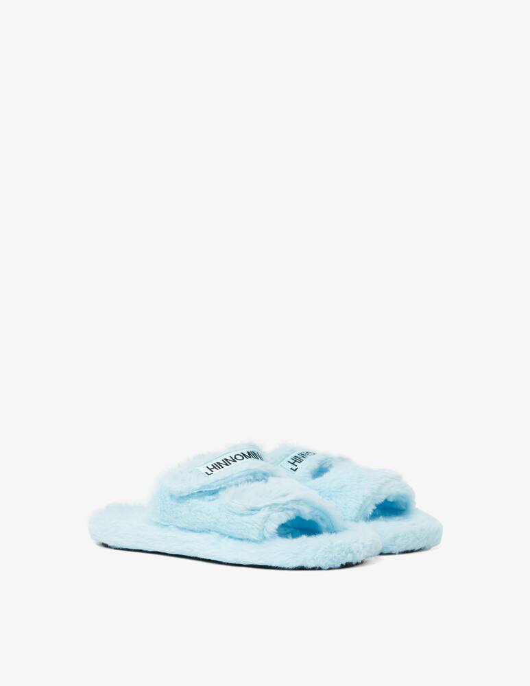 rinascente HINNOMINATE Ecofour fur slippers with embroidery - Light blue