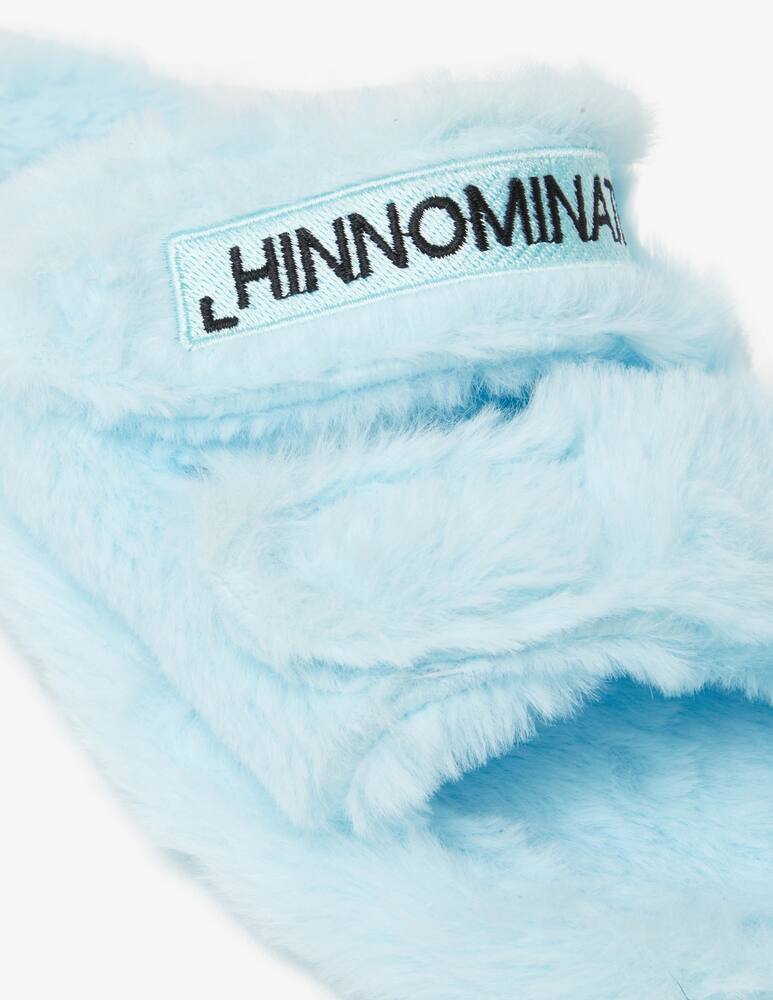 rinascente HINNOMINATE Ecofour fur slippers with embroidery - Light blue