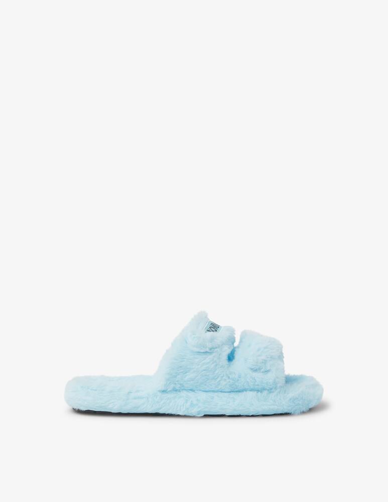 rinascente HINNOMINATE Ecofour fur slippers with embroidery - Light blue