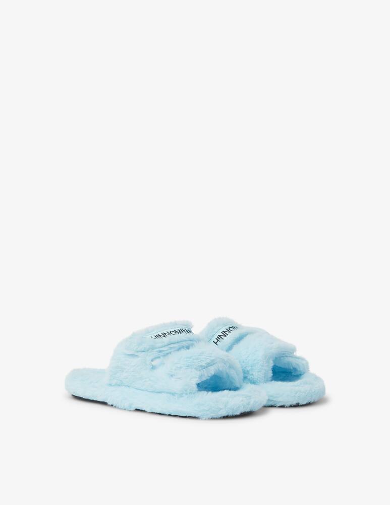 rinascente HINNOMINATE Ecofour fur slippers with embroidery - Light blue
