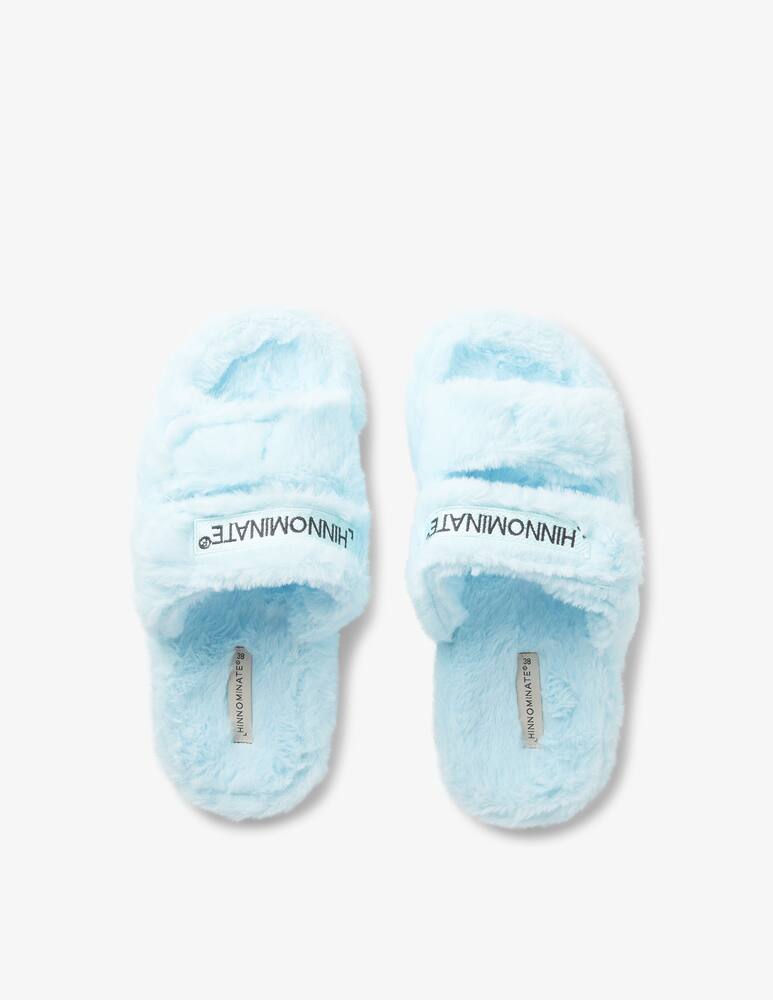 rinascente HINNOMINATE Ecofour fur slippers with embroidery - Light blue