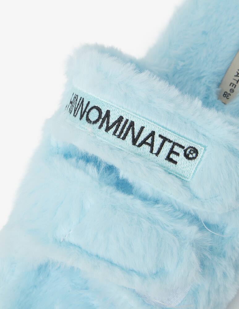 rinascente HINNOMINATE Ecofour fur slippers with embroidery - Light blue