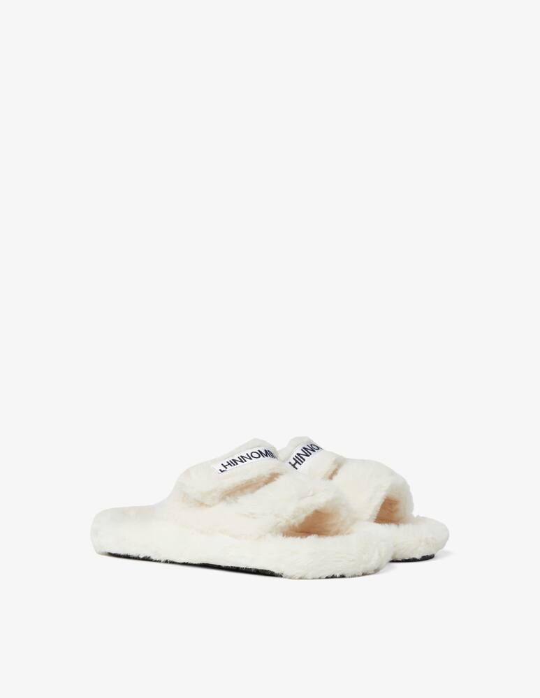 HINNOMINATE Ecofour fur slippers with embroidery - White - picture 2 HINNOMINATE Ecofour fur slippers with embroidery - White - picture 2