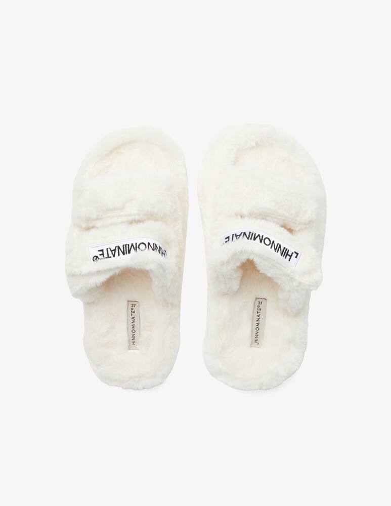 HINNOMINATE Ecofour fur slippers with embroidery - White - picture 3 HINNOMINATE Ecofour fur slippers with embroidery - White - picture 3