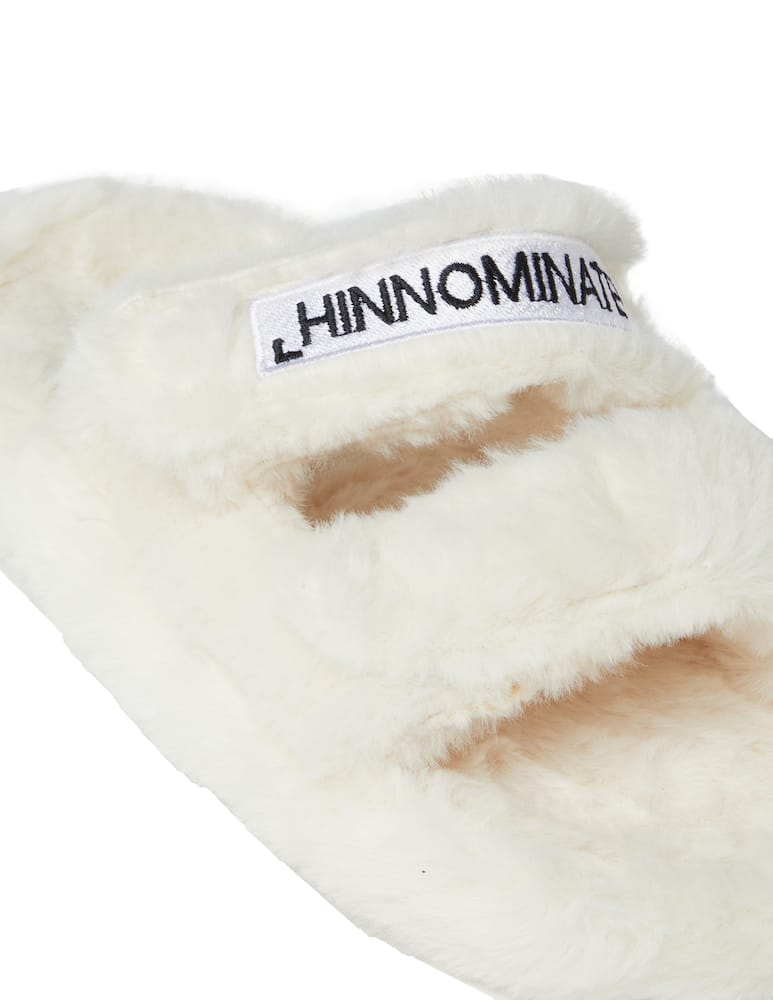 rinascente HINNOMINATE Ciabatte in pelliccia ecofour con ricamo - Bianco