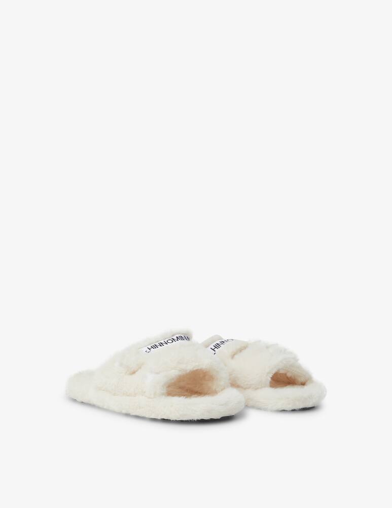 rinascente HINNOMINATE Ciabatte in pelliccia ecofour con ricamo - Bianco