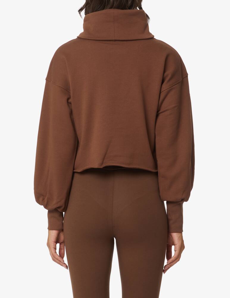 rinascente HINNOMINATE Felpa corta in cotone con collo alto e manche sbuffo - Marrone