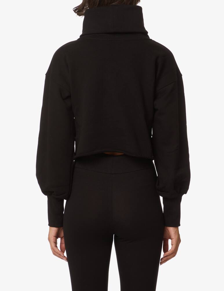 rinascente HINNOMINATE Felpa corta in cotone con collo alto e manche sbuffo - Nero