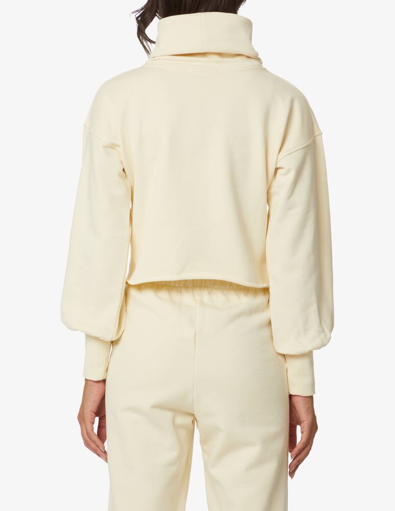 rinascente HINNOMINATE Felpa corta in cotone con collo alto e manche sbuffo - Bianco