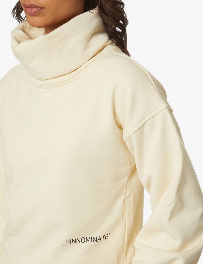 rinascente HINNOMINATE Felpa corta in cotone con collo alto e manche sbuffo - Bianco