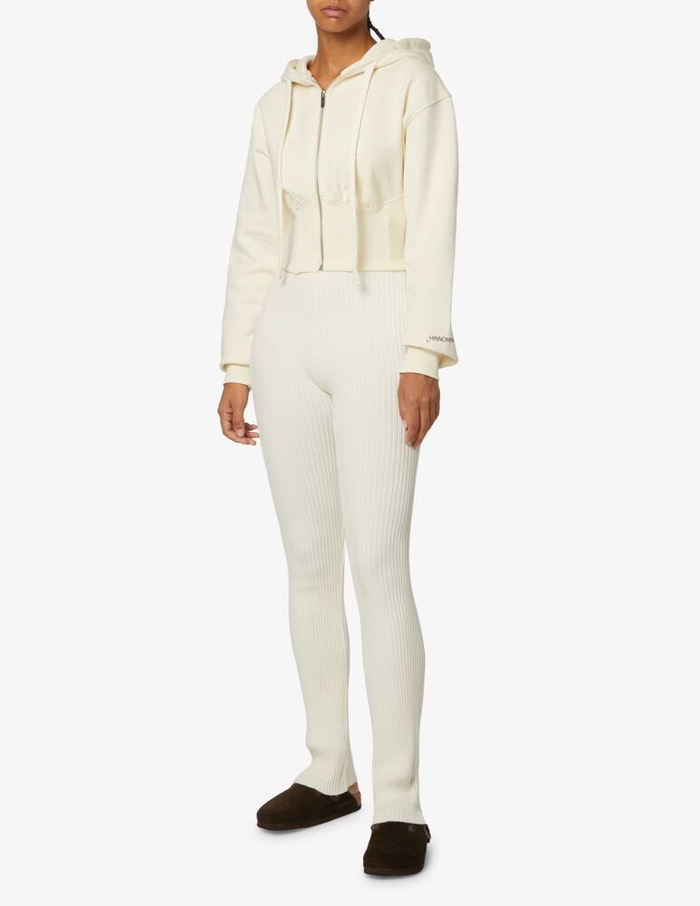 rinascente HINNOMINATE Felpa full zip corta con cappuccio in cotone - Bianco