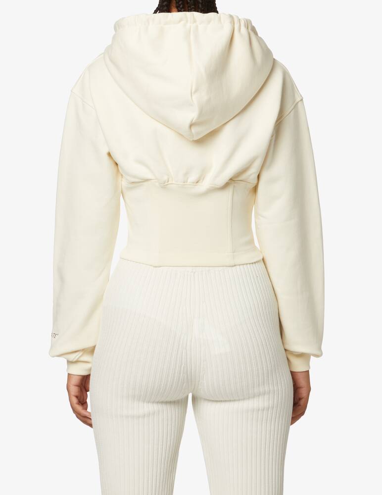 rinascente HINNOMINATE Felpa full zip corta con cappuccio in cotone - Bianco