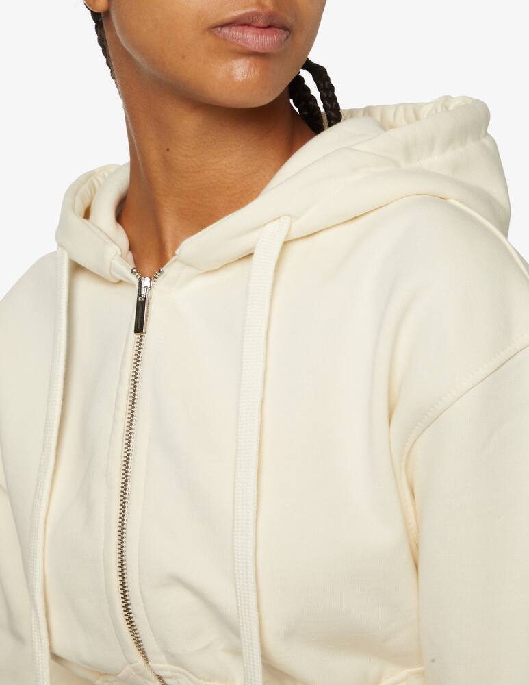 rinascente HINNOMINATE Felpa full zip corta con cappuccio in cotone - Bianco