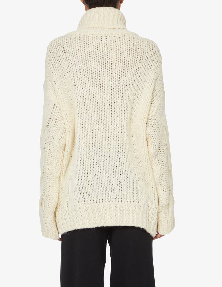 rinascente HINNOMINATE Oversized turtleneck sweater with braids - White