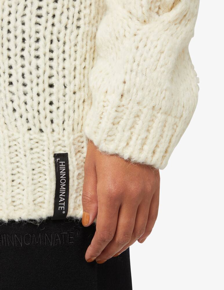 rinascente HINNOMINATE Oversized turtleneck sweater with braids - White