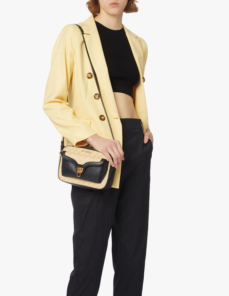 rinascente Coccinelle Borsa a tracolla rafia S Beat - nero