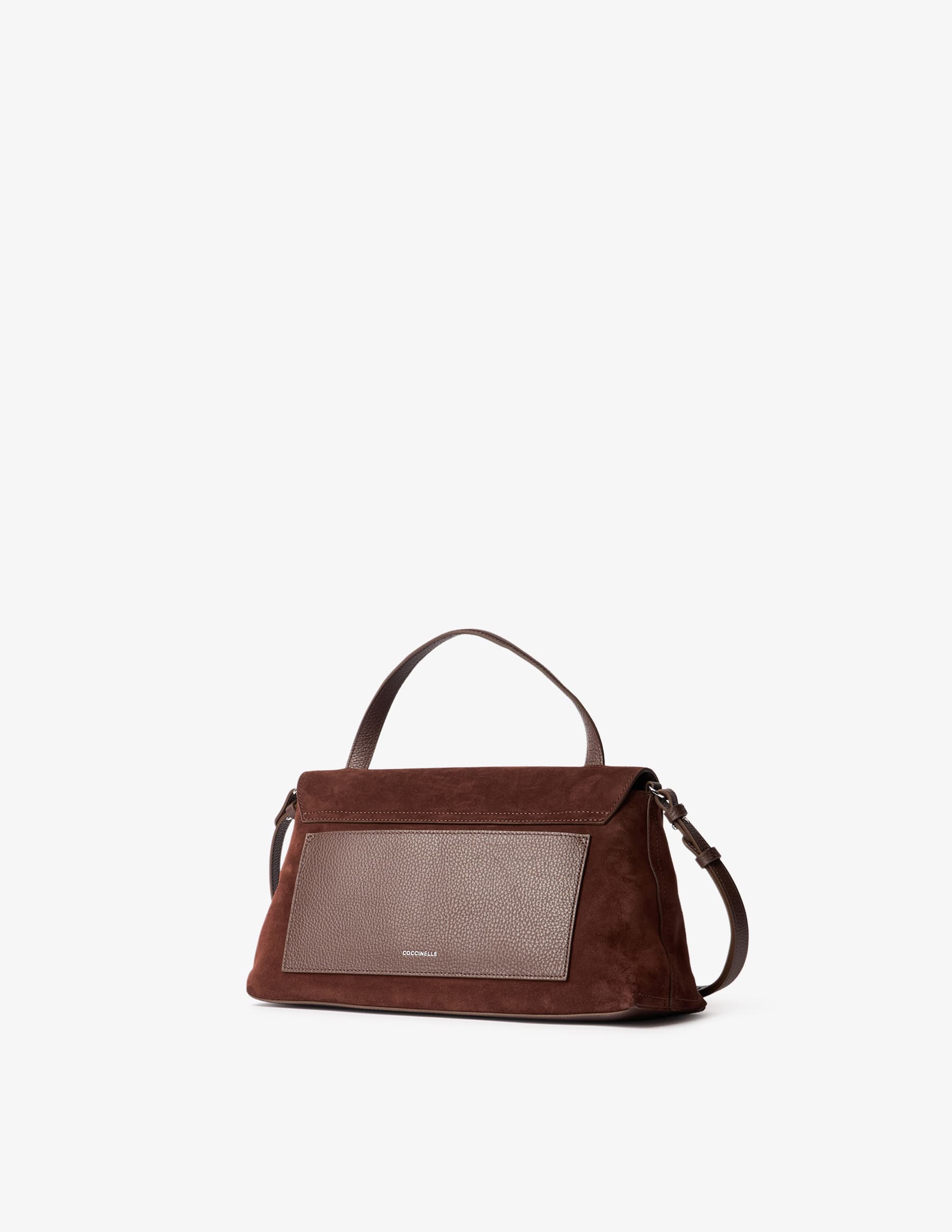 Shop Coccinelle Nikla suede handbag with shoulder strap on