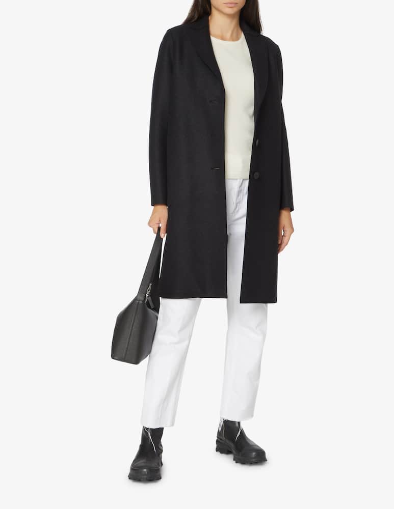 rinascente Harris Wharf London Overcoat pressed wool and polaire - Black