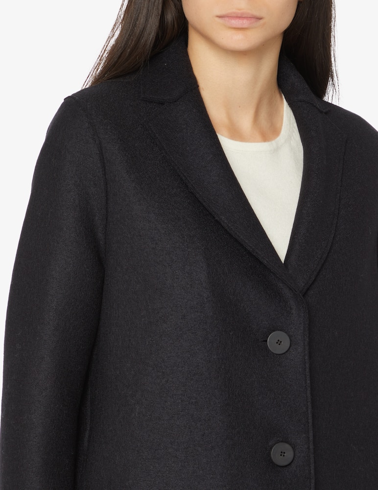 rinascente Harris Wharf London Overcoat pressed wool and polaire - Black