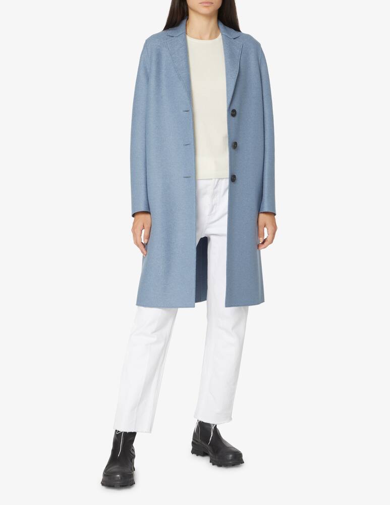 rinascente Harris Wharf London Cappotto soprabito in lana pressata - Azzurro