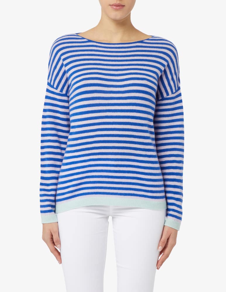 Pure Cashmere Maglia barca rigata manica scesa - immagine 1 Pure Cashmere Maglia barca rigata manica scesa - immagine 1