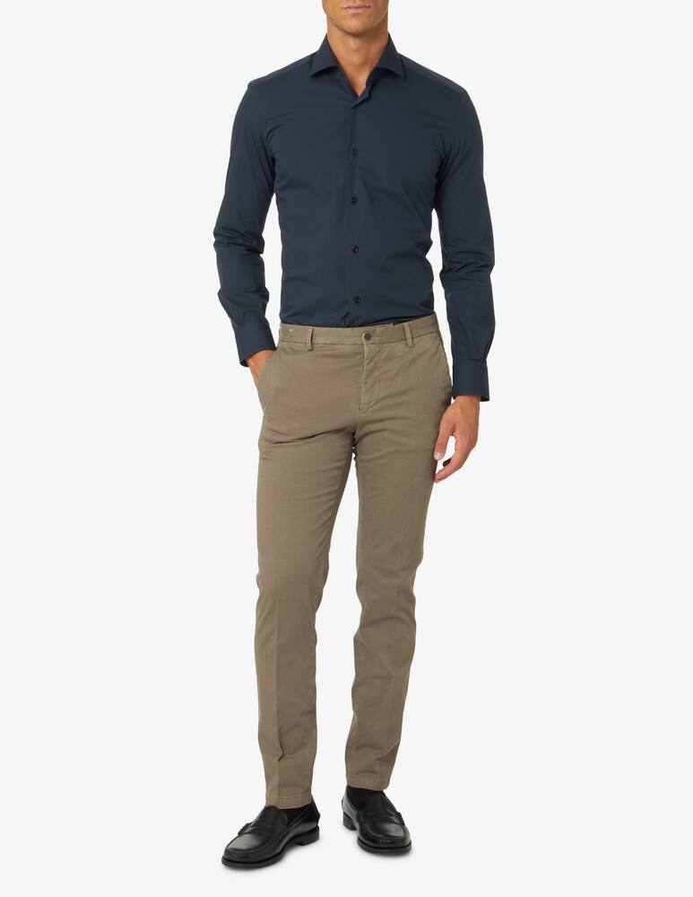 rinascente Mazzarelli Slim popeline stretch shirt - Blue