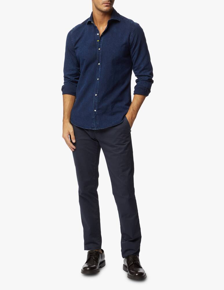 rinascente Giannetto Portofino Camicia oxford denim lavata marmorizzata