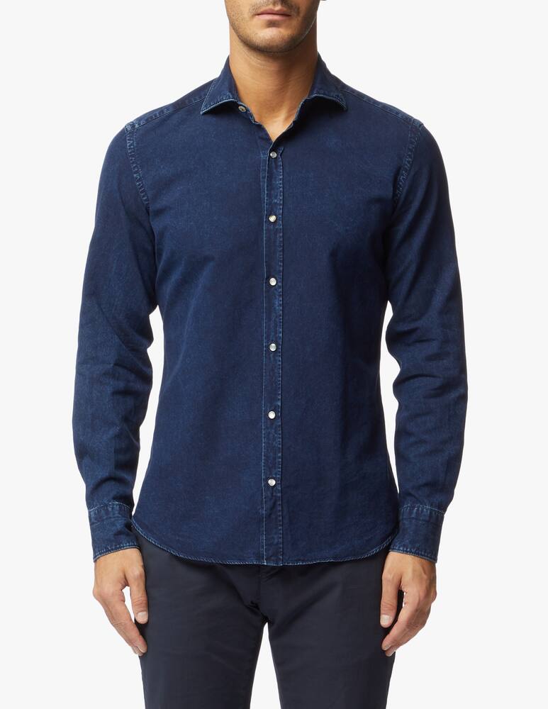 rinascente Giannetto Portofino Camicia oxford denim lavata marmorizzata