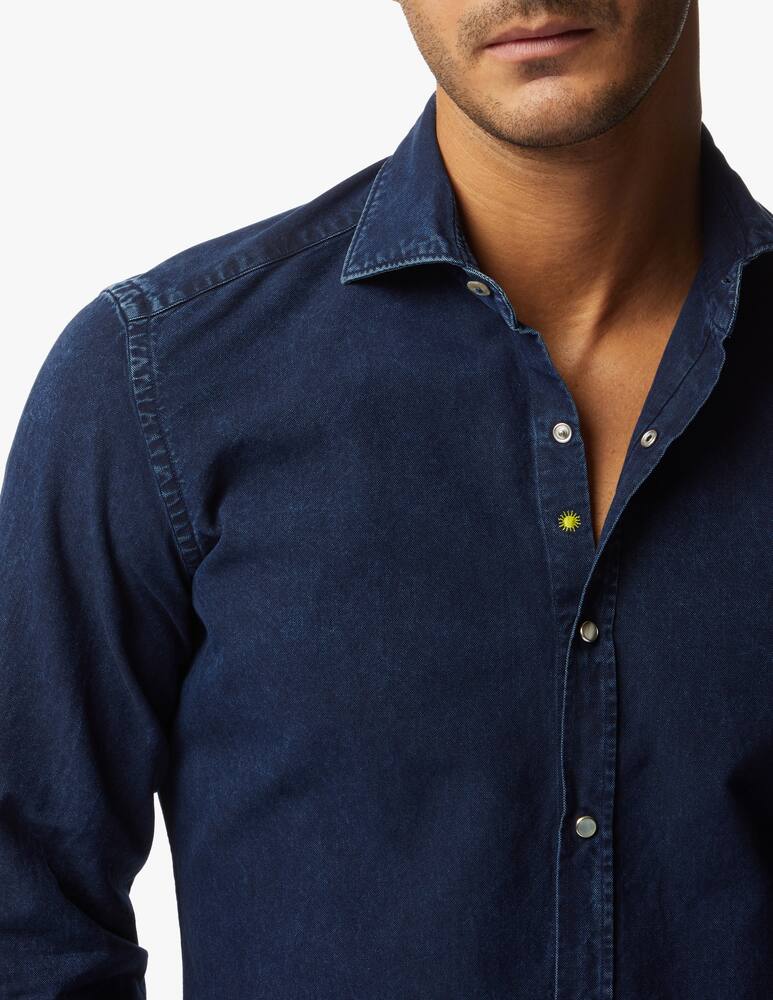 rinascente Giannetto Portofino Camicia oxford denim lavata marmorizzata