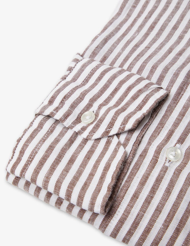 rinascente Sartoria Italiana Camicia lino bastonetto slim collo francese