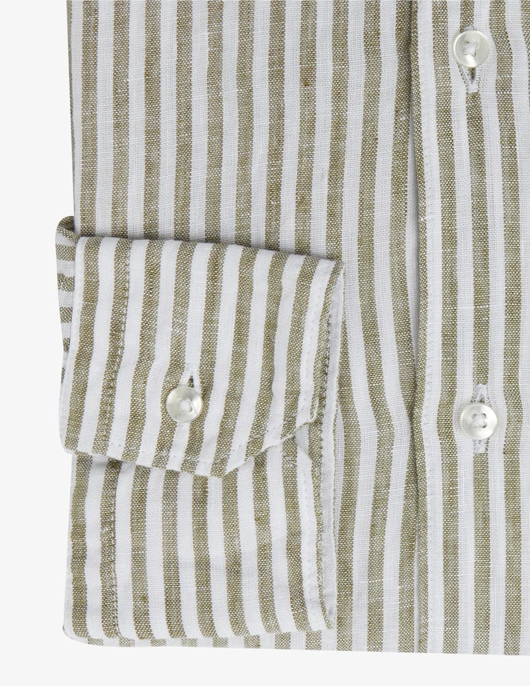 Sartoria Italiana Camicia lino bastonetto slim collo francese - immagine 3 Sartoria Italiana Camicia lino bastonetto slim collo francese - immagine 3