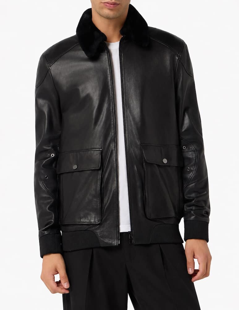 Self faux fur collar jacket - picture 1