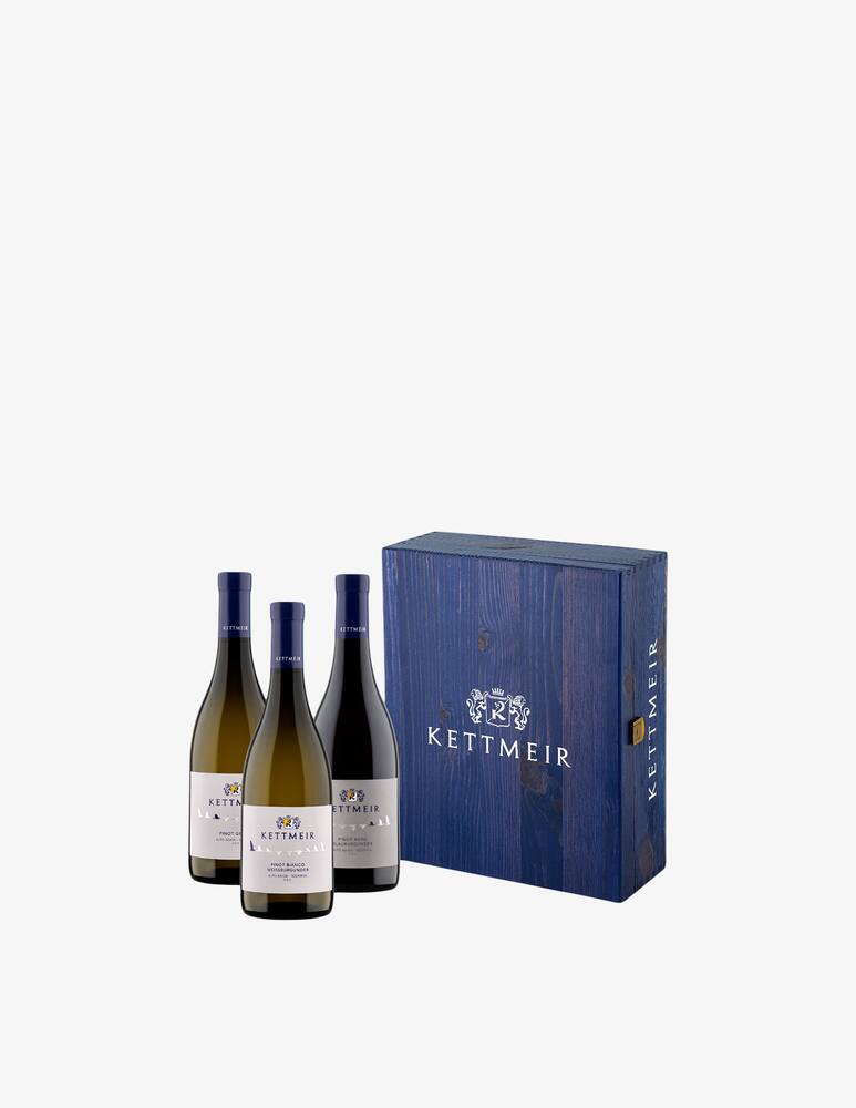Kettmeir 3 bottles wooden case: Pinot Nero, Pinot Bianco and Grigio - picture 1 Kettmeir 3 bottles wooden case: Pinot Nero, Pinot Bianco and Grigio - picture 1