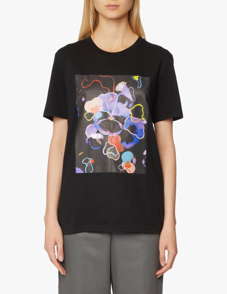 rinascente Lisa King Organic cotton printed t-shirt Pansy
