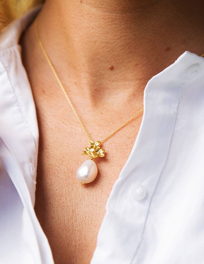 rinascente Mesh Golden garden flowers & pearl necklace