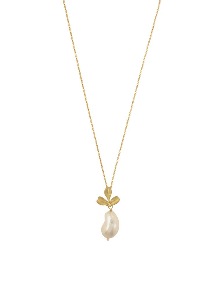 rinascente Mesh Golden garden leaf & pearl necklace