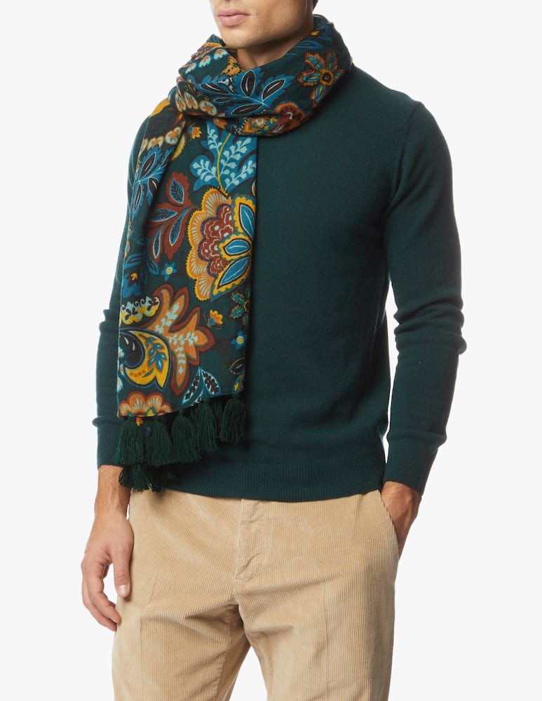 rinascente Altea Flower embroidery wool scarf