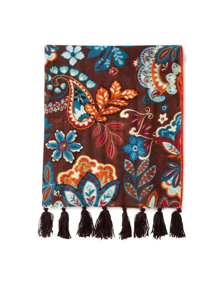 rinascente Altea Flower embroidery wool scarf