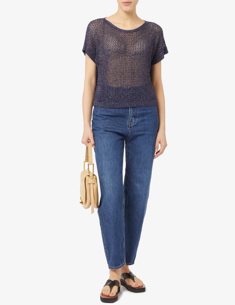 rinascente Rinascente Collection Short sleeved cardigan in perforated lurex