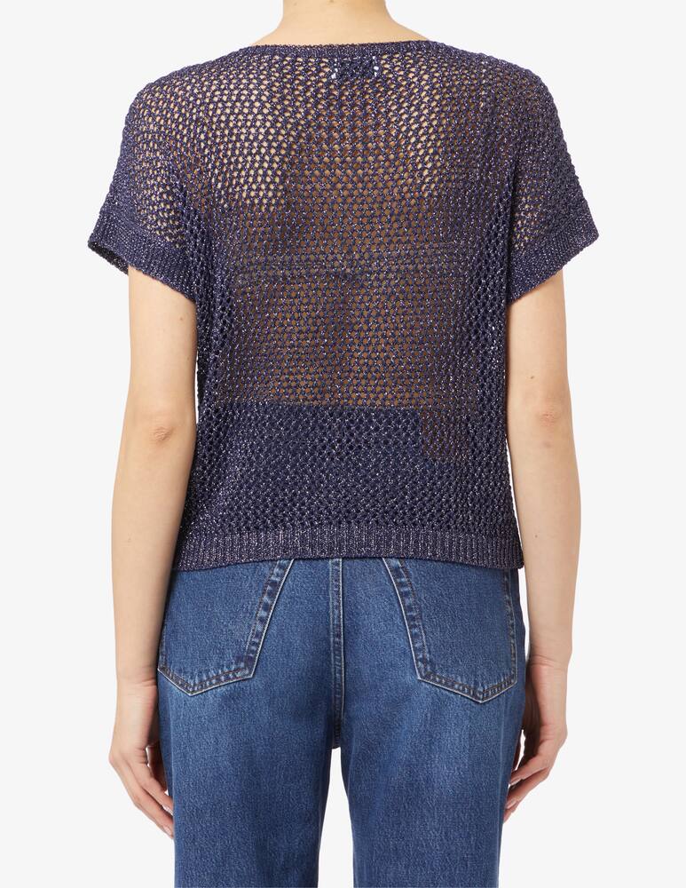 rinascente Rinascente Collection Short sleeved cardigan in perforated lurex