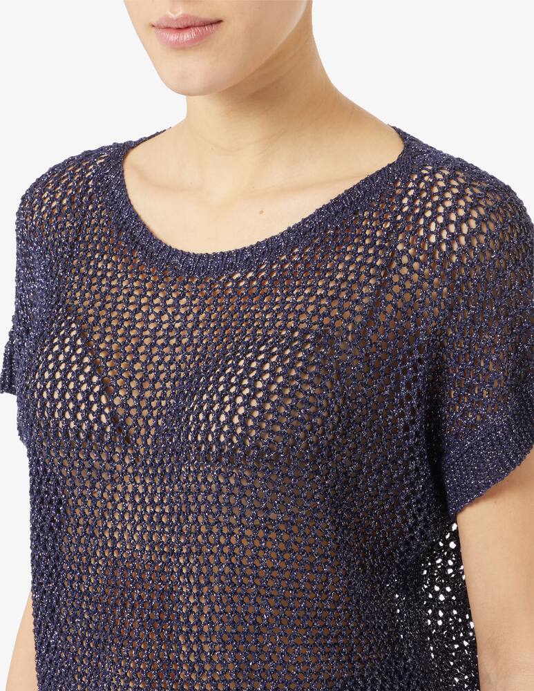 rinascente Rinascente Collection Short sleeved cardigan in perforated lurex