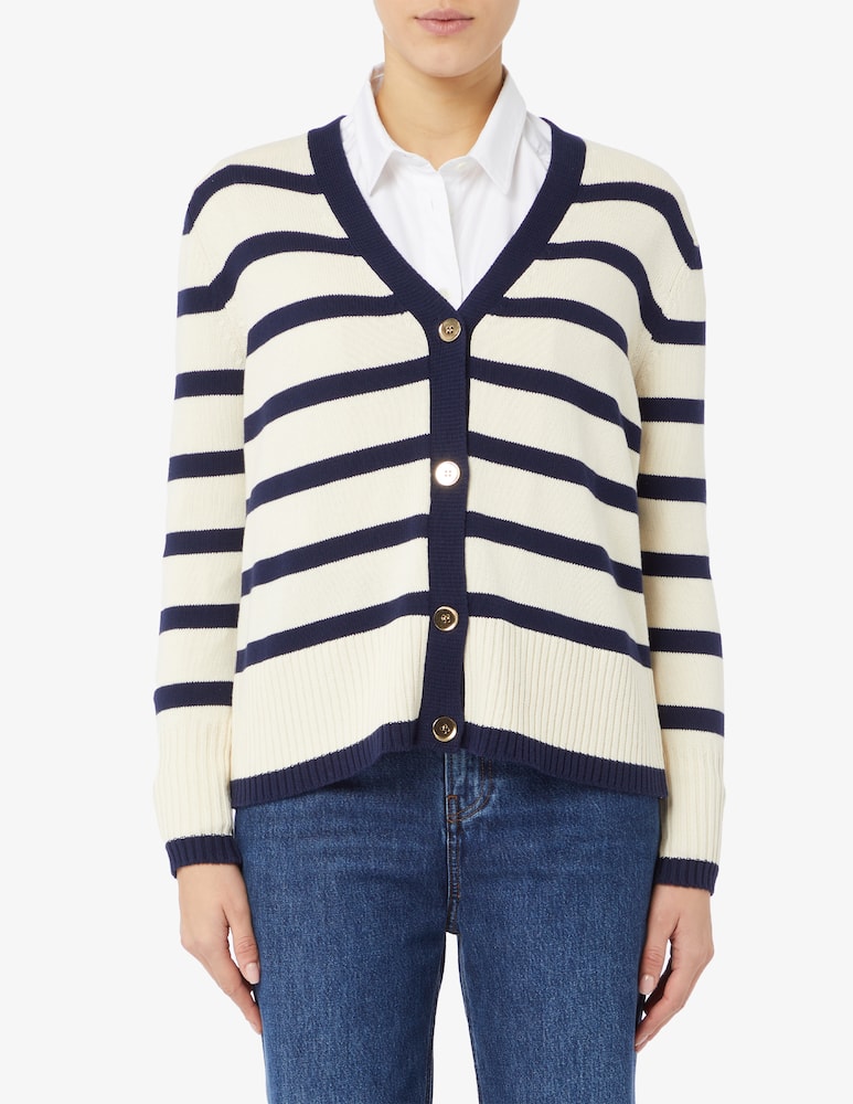 Rinascente Collection Cardigan con scollo a v a righe - immagine 1 Rinascente Collection Cardigan con scollo a v a righe - immagine 1