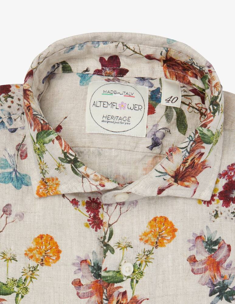 rinascente Altemflower Camicia lino stampa pianta