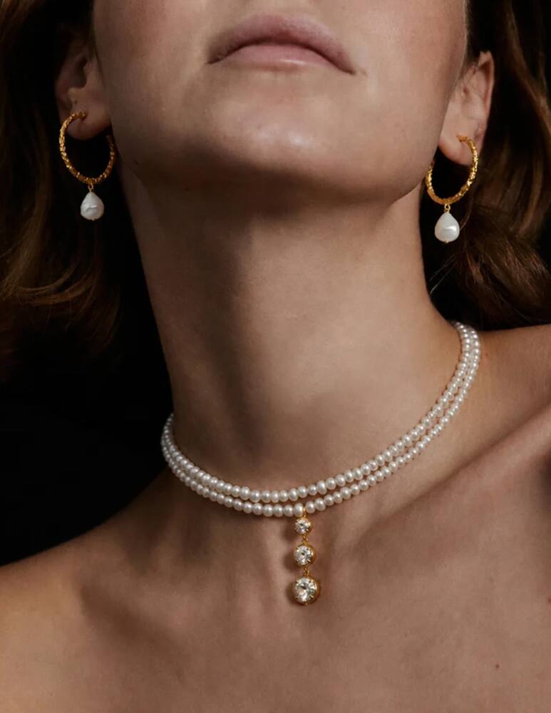 rinascente Peracas Orecchini a cerchio con perla Bianca