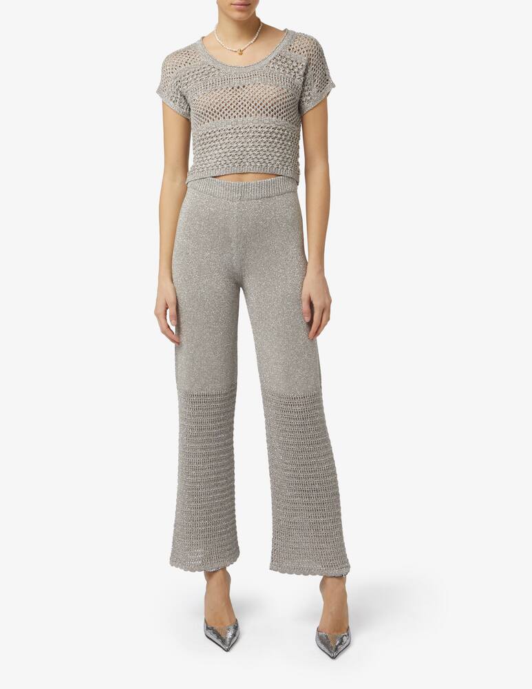 Rinascente Collection Pink Label Maglia crop lurex a maniche corte traforata - immagine 2 Rinascente Collection Pink Label Maglia crop lurex a maniche corte traforata - immagine 2