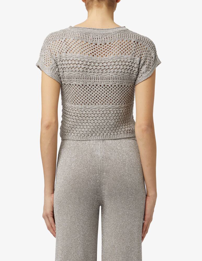 rinascente Rinascente Collection Pink Label Maglia crop lurex a maniche corte traforata