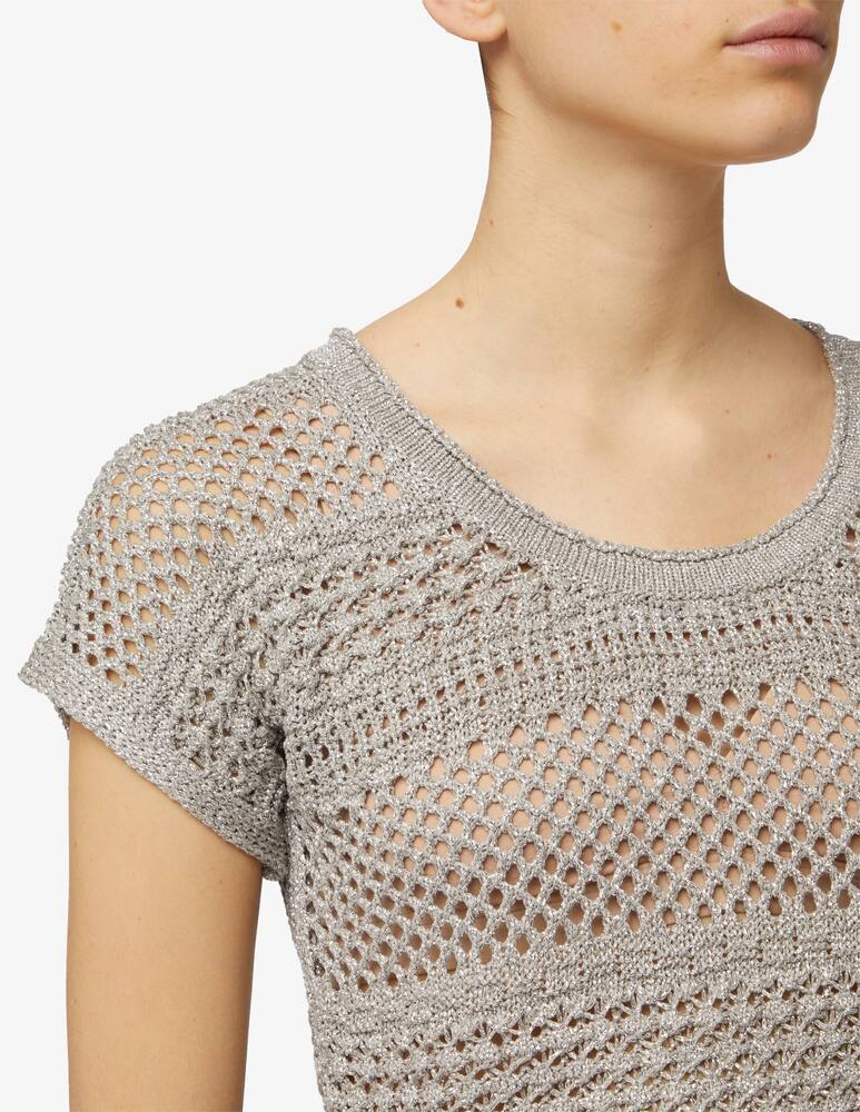 rinascente Rinascente Collection Pink Label Maglia crop lurex a maniche corte traforata