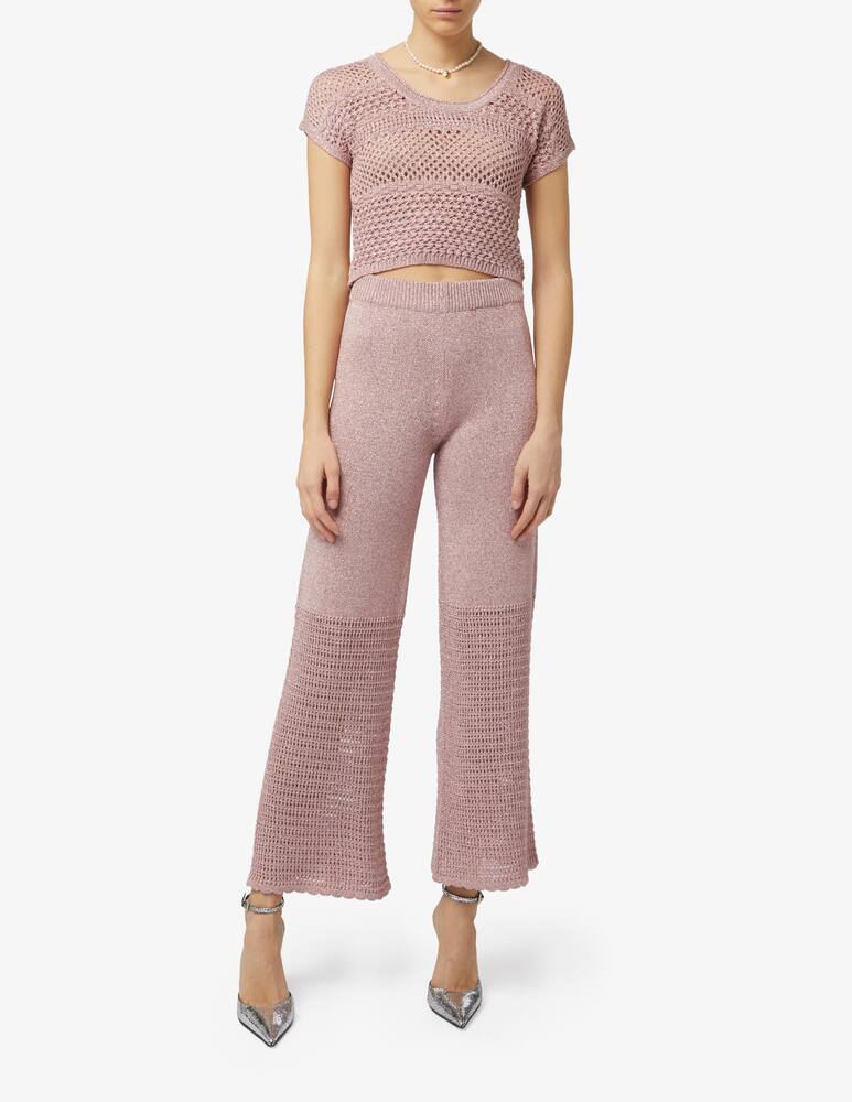 rinascente Rinascente Collection Pink Label Maglia crop lurex a maniche corte traforata