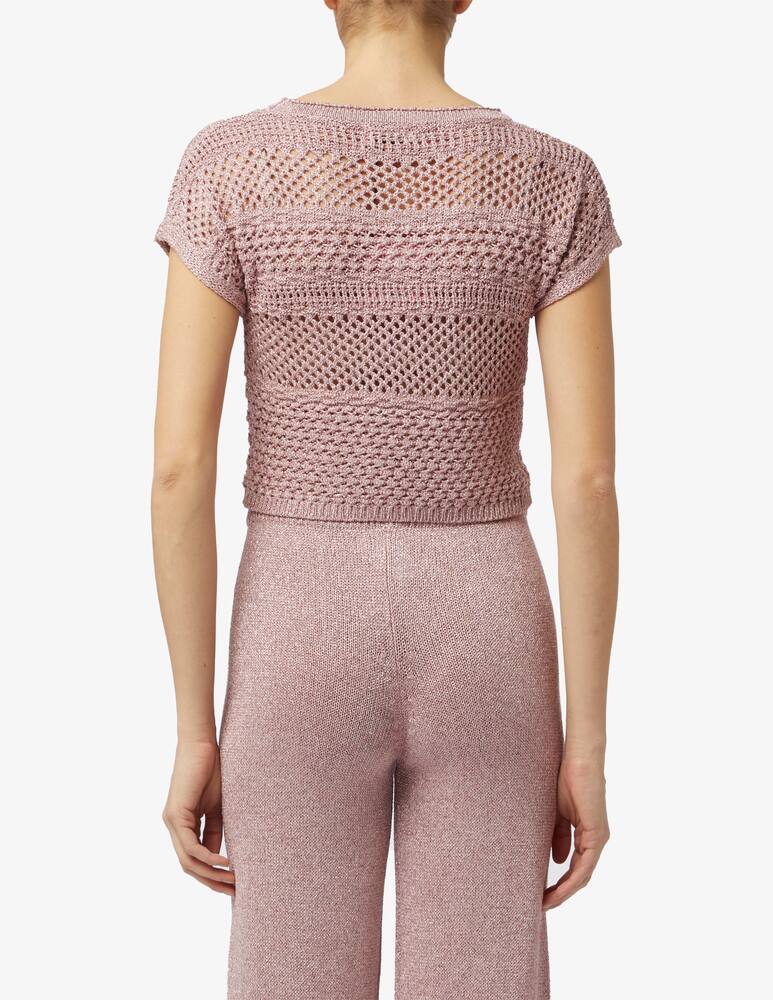 rinascente Rinascente Collection Pink Label Maglia crop lurex a maniche corte traforata