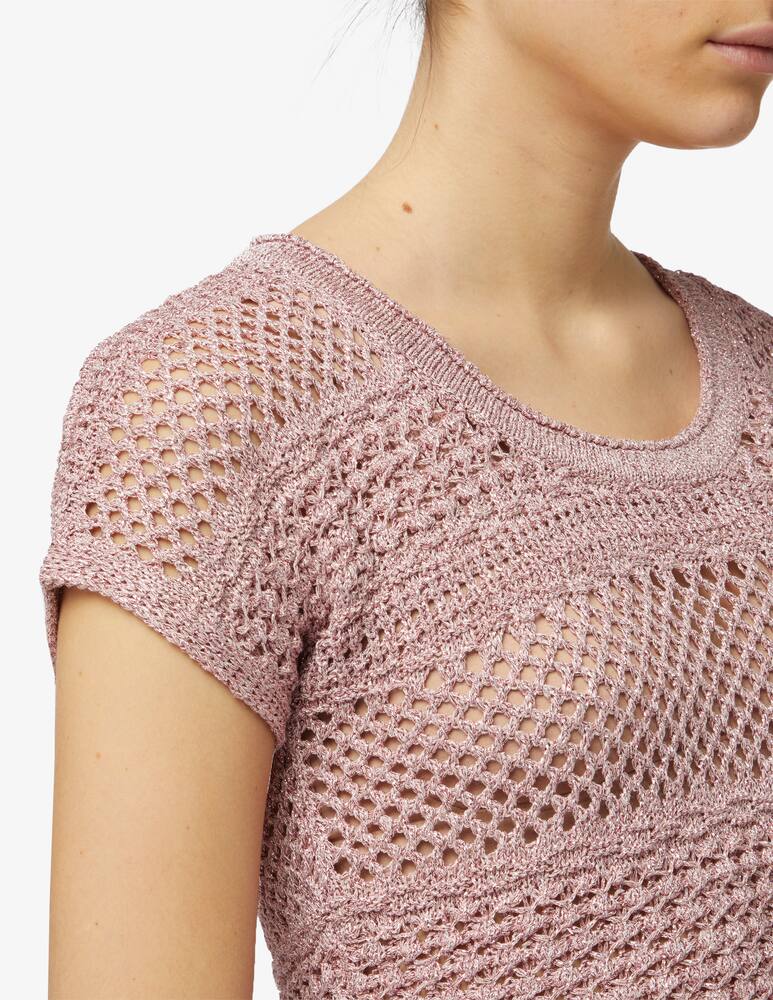 Rinascente Collection Pink Label Maglia crop lurex a maniche corte traforata - immagine 4 Rinascente Collection Pink Label Maglia crop lurex a maniche corte traforata - immagine 4